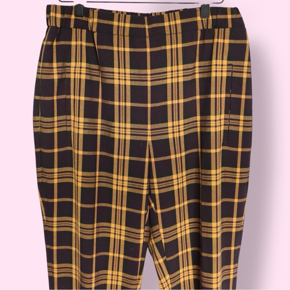 Wilfred Aritzia Plaid Trousers Black Gold High Rise Pants Women’s Small